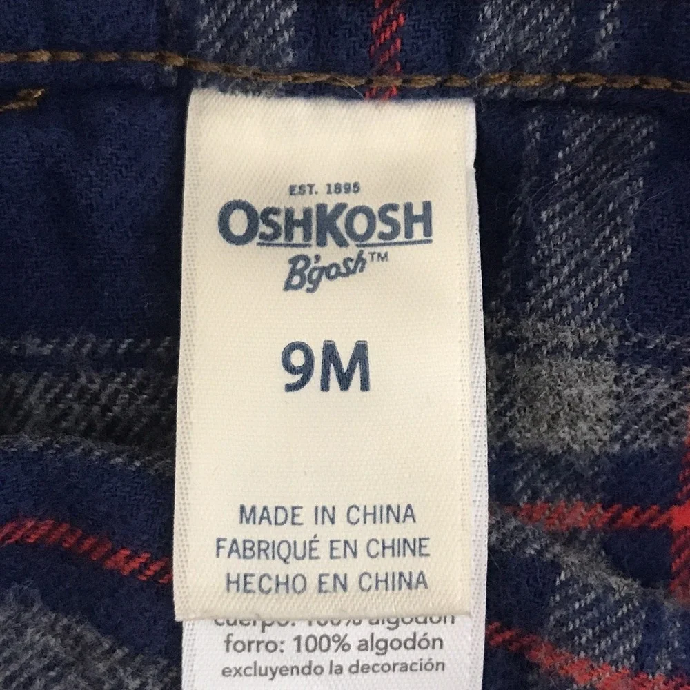Oshkosh B'gosh Corduroy Vestbak Bib Overalls Flannel Lined Baby 9M Tan Snap Legs